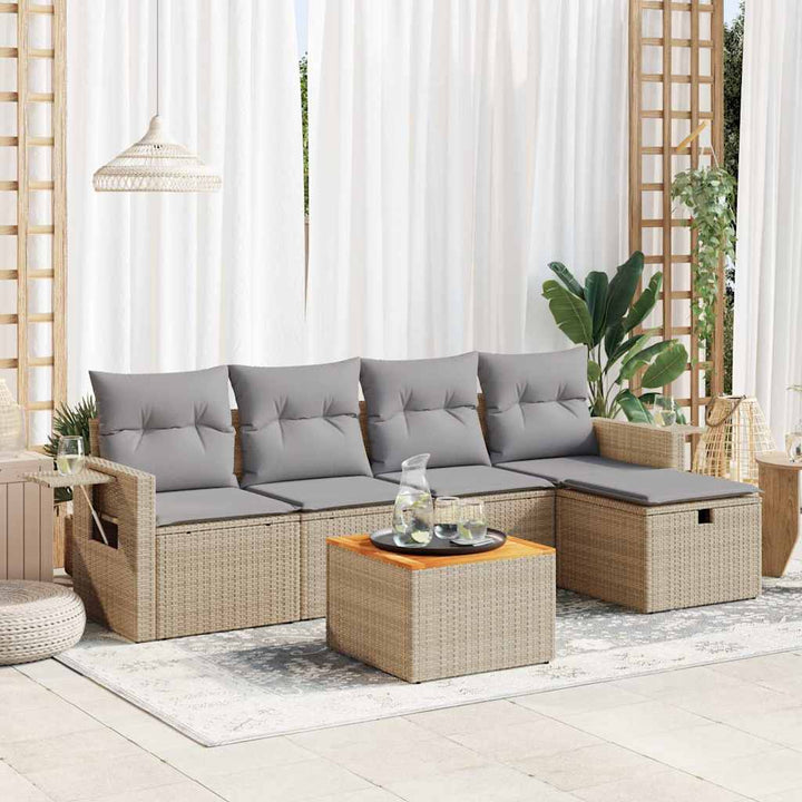 Set Mobilier De Grădină Cu Perne, 6 Piese, , Poliratan