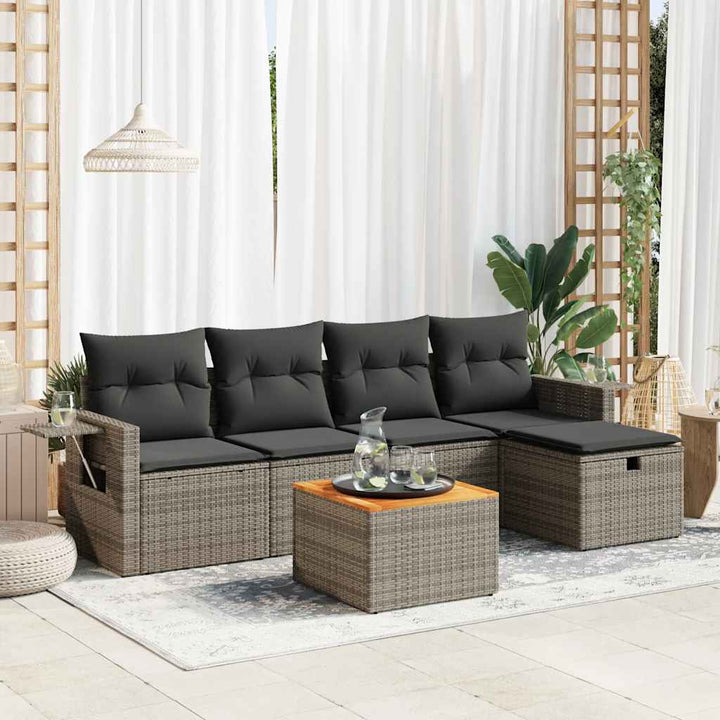 Set Mobilier De Grădină Cu Perne, 6 Piese, , Poliratan