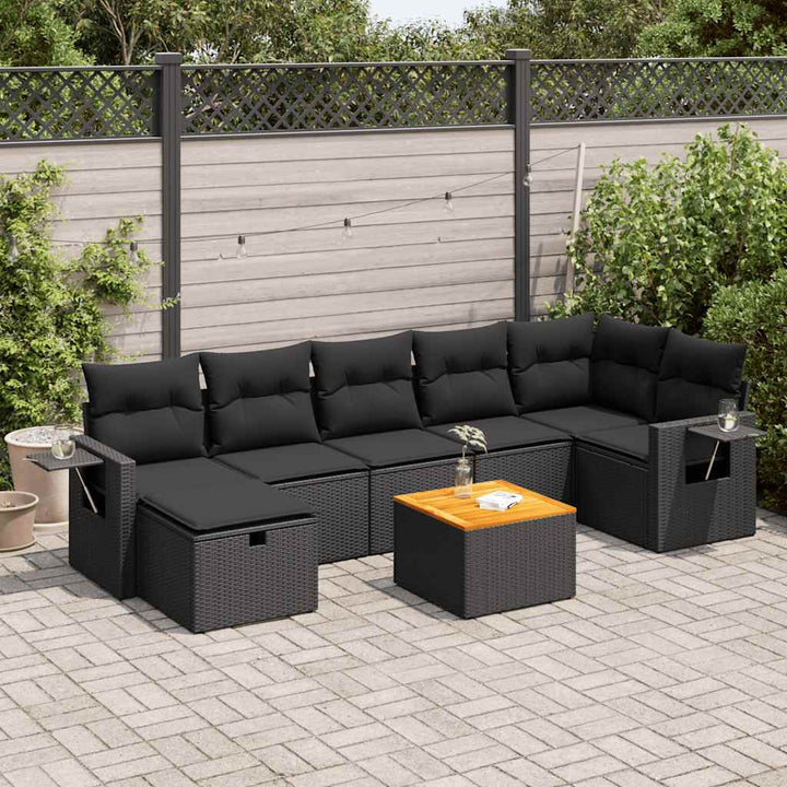 Set Mobilier De Grădină Cu Perne, 8 Piese, , Poliratan