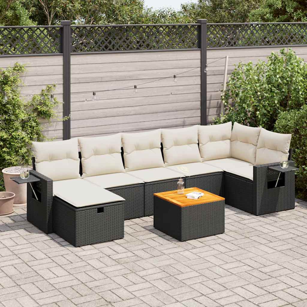 Set Mobilier De Grădină Cu Perne, 8 Piese, , Poliratan