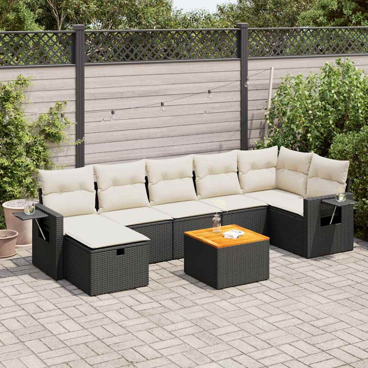 Set Mobilier De Grădină Cu Perne, 8 Piese, , Poliratan