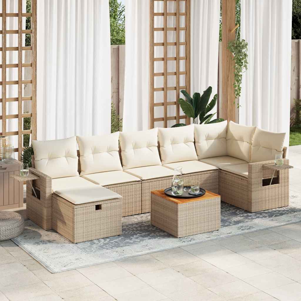 Set Mobilier De Grădină Cu Perne, 8 Piese, , Poliratan