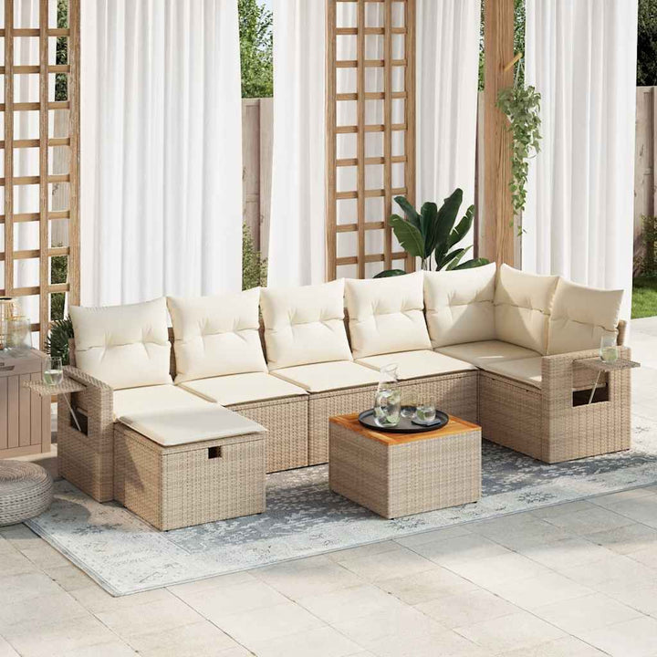 Set Mobilier De Grădină Cu Perne, 8 Piese, , Poliratan