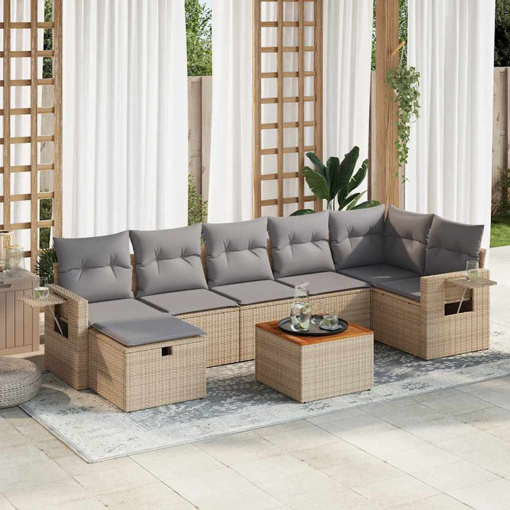 Set Mobilier De Grădină Cu Perne, 8 Piese, , Poliratan