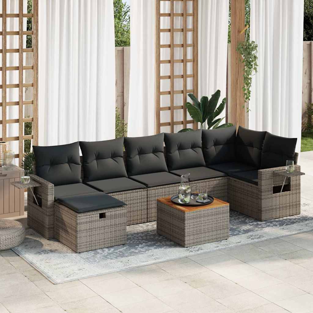 Set Mobilier De Grădină Cu Perne, 8 Piese, , Poliratan