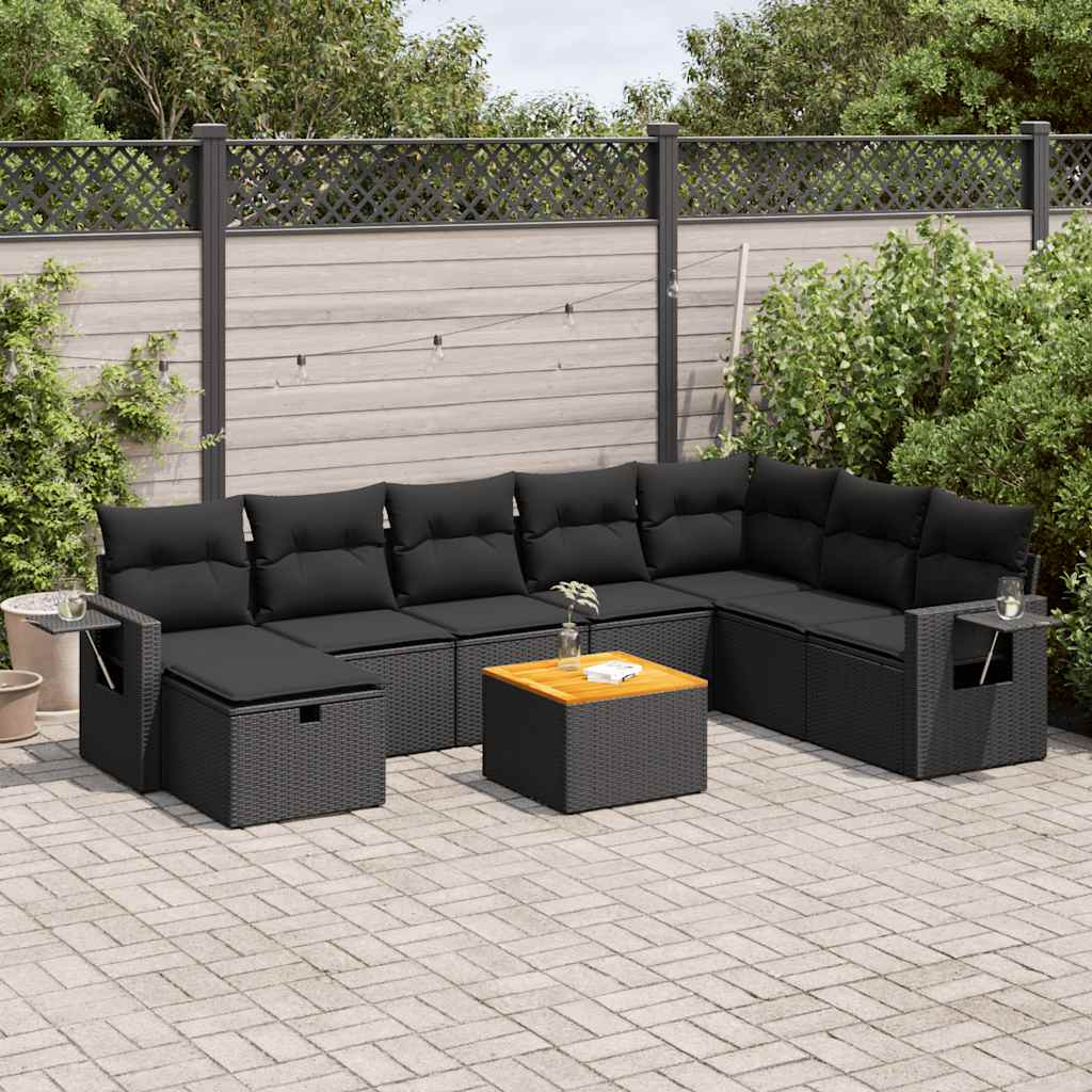 Set Mobilier De Grădină Cu Perne, 9 Piese, , Poliratan