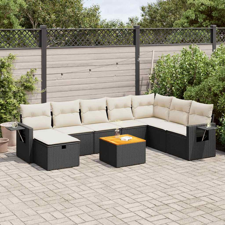 Set Mobilier De Grădină Cu Perne, 9 Piese, , Poliratan