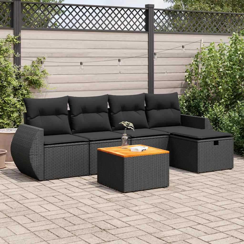 Set Mobilier Grădină Cu Perne, 6 Piese, , Poliratan