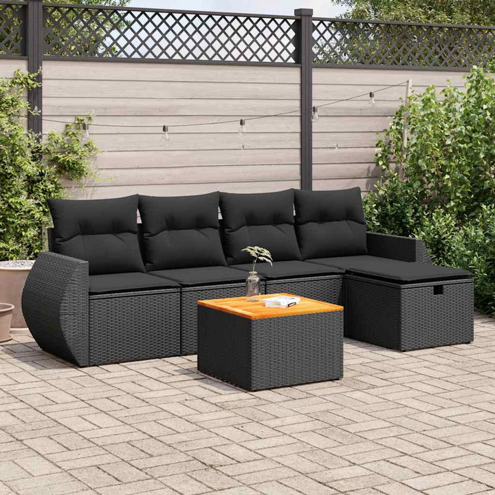 Set Mobilier Grădină Cu Perne, 6 Piese, , Poliratan