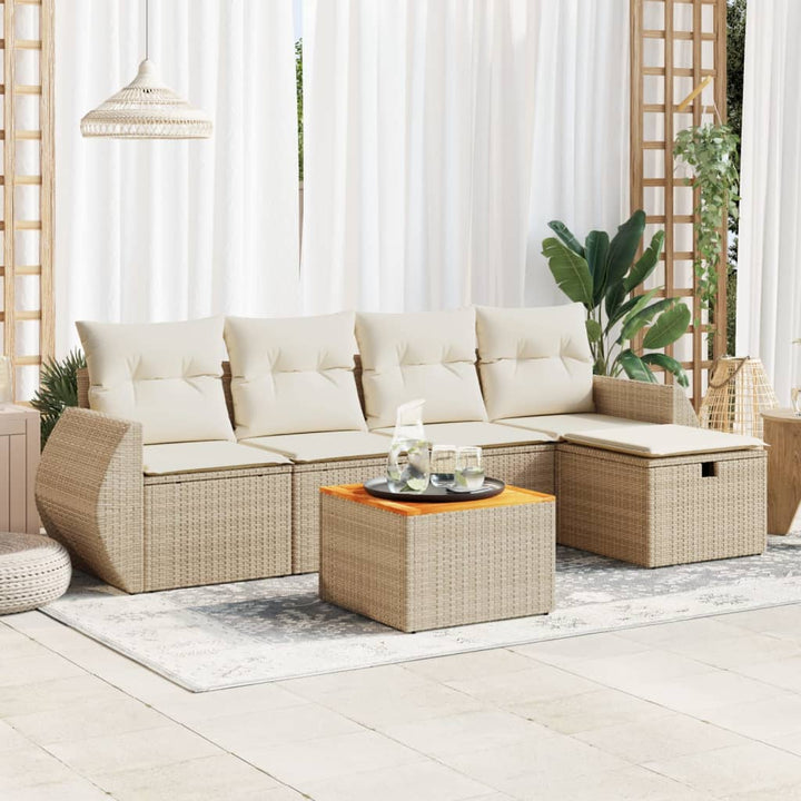 Set Mobilier Grădină Cu Perne, 6 Piese, , Poliratan