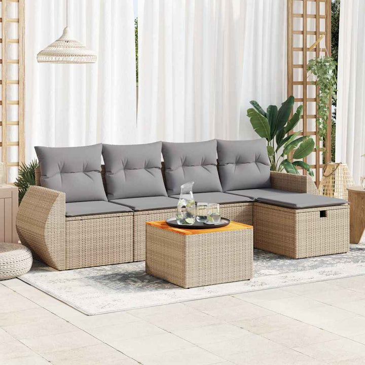 Set Mobilier Grădină Cu Perne, 6 Piese, , Poliratan