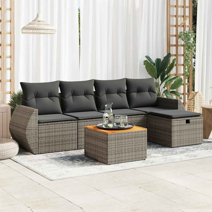 Set Mobilier Grădină Cu Perne, 6 Piese, , Poliratan