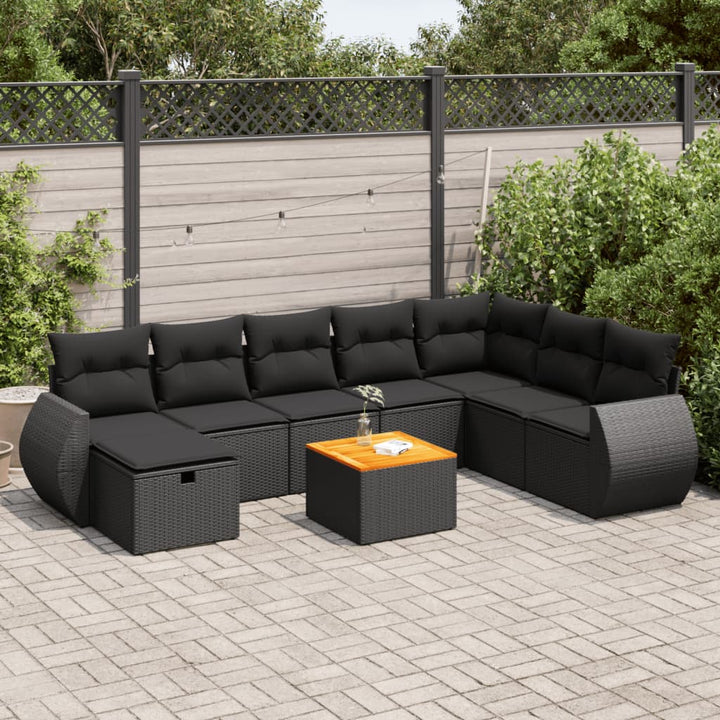 Set Mobilier De Grădină Cu Perne, 9 Piese, , Poliratan