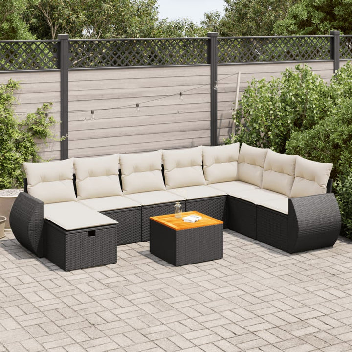 Set Mobilier De Grădină Cu Perne, 9 Piese, , Poliratan