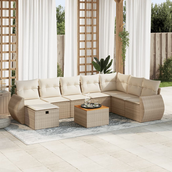 Set Mobilier De Grădină Cu Perne, 9 Piese, , Poliratan