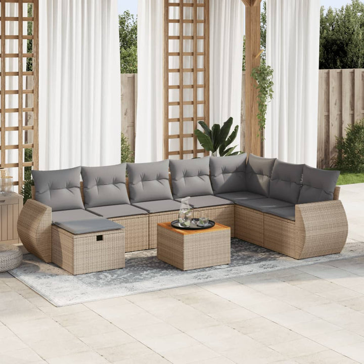 Set Mobilier De Grădină Cu Perne, 9 Piese, , Poliratan