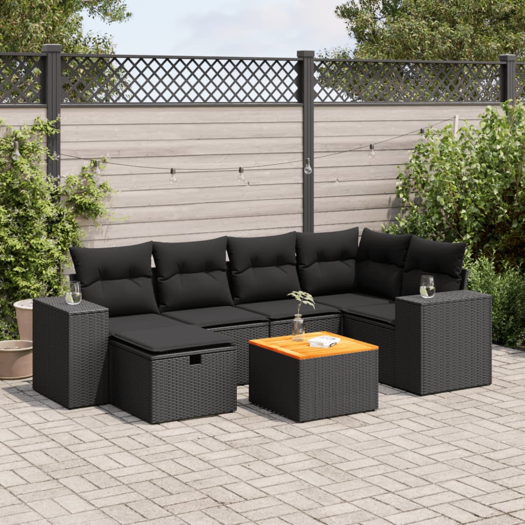 Set Canapele De Grădină Cu Perne, 7 Piese, , Poliratan