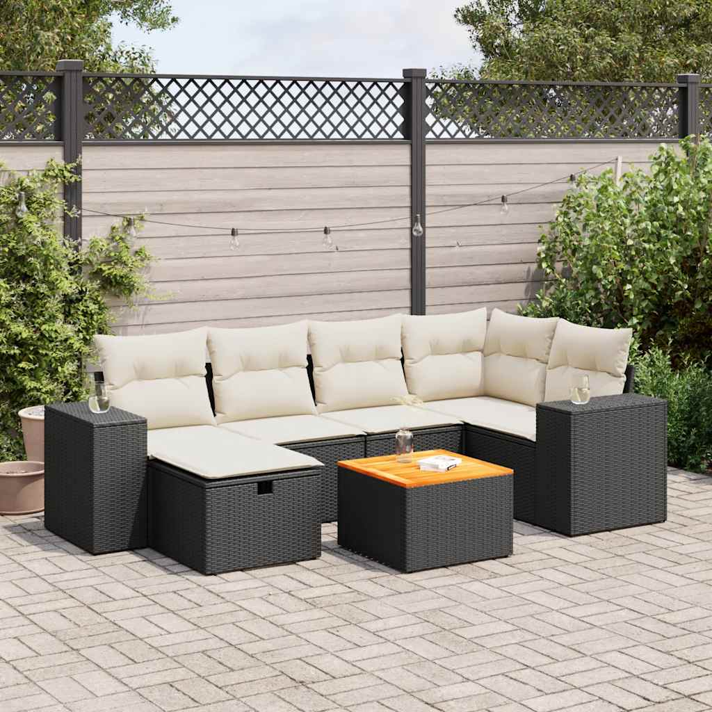 Set Canapele De Grădină Cu Perne, 7 Piese, , Poliratan