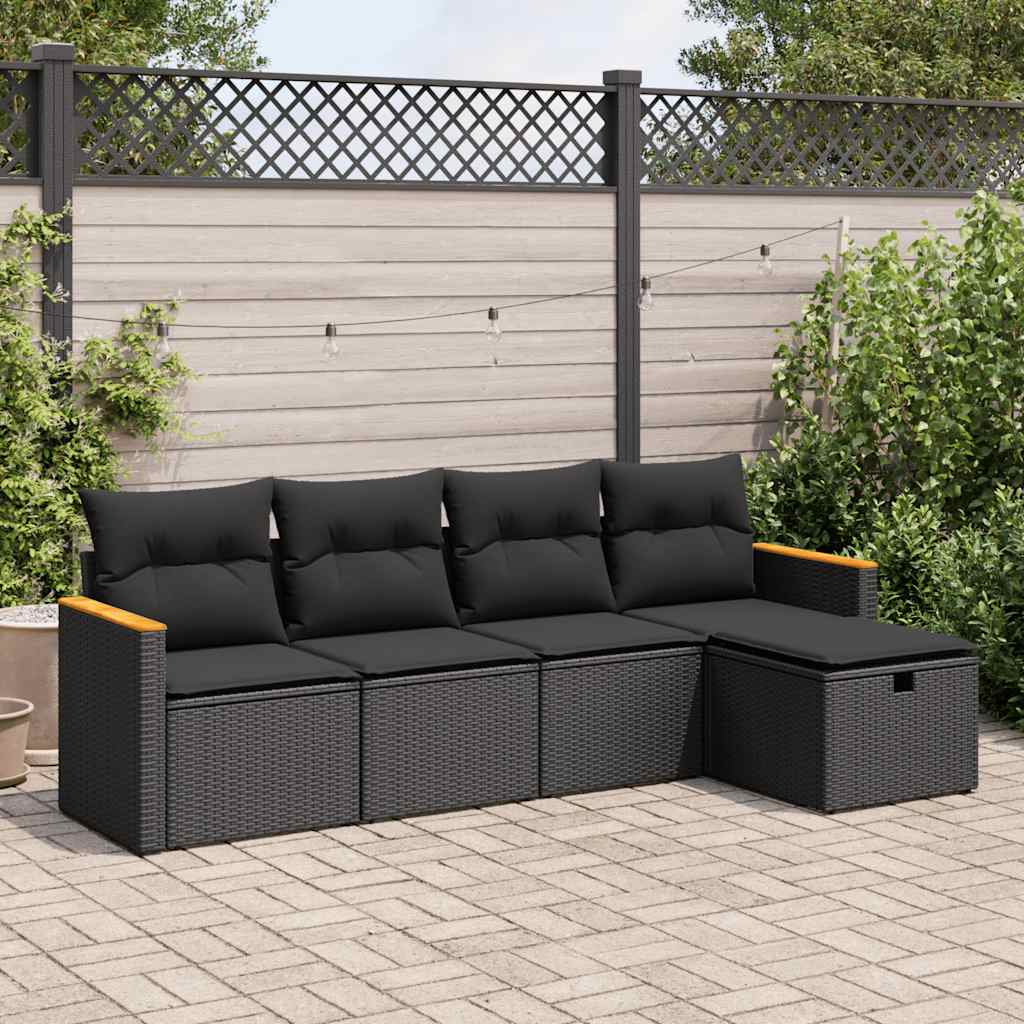 Set Mobilier De Grădină Cu Perne, 5 Piese, , Poliratan