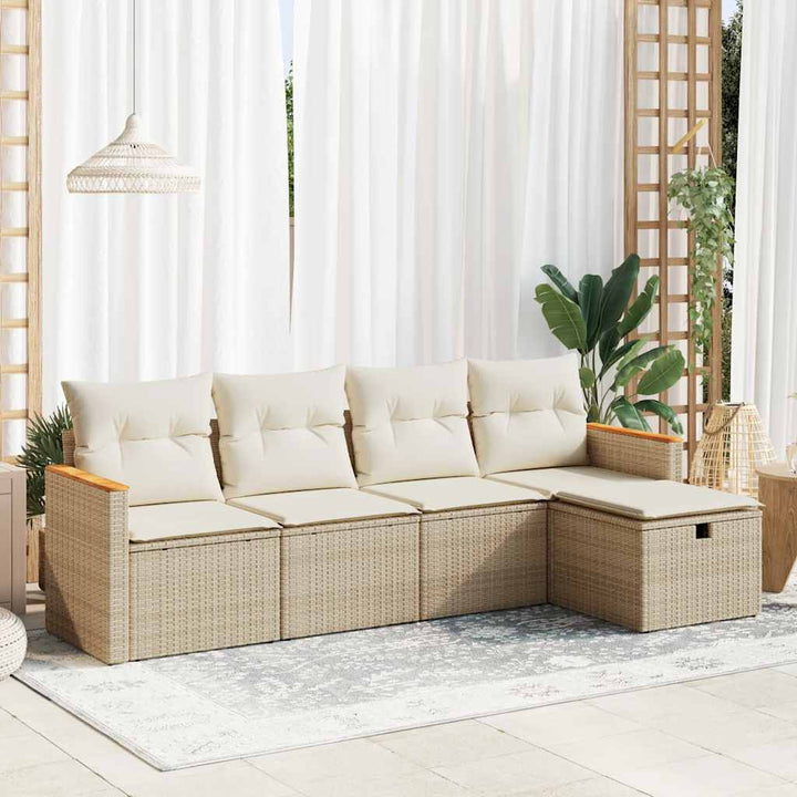 Set Mobilier De Grădină Cu Perne, 5 Piese, , Poliratan