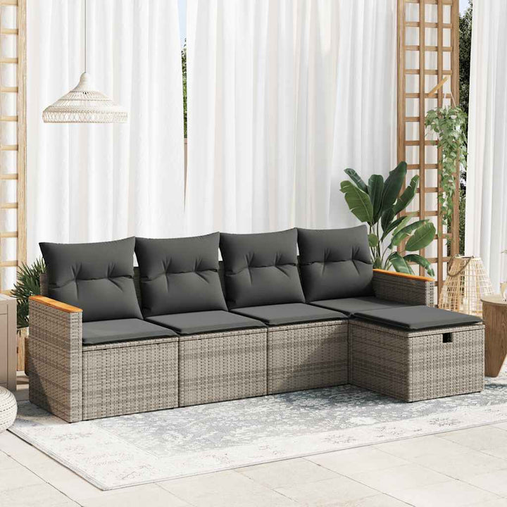 Set Mobilier De Grădină Cu Perne, 5 Piese, , Poliratan