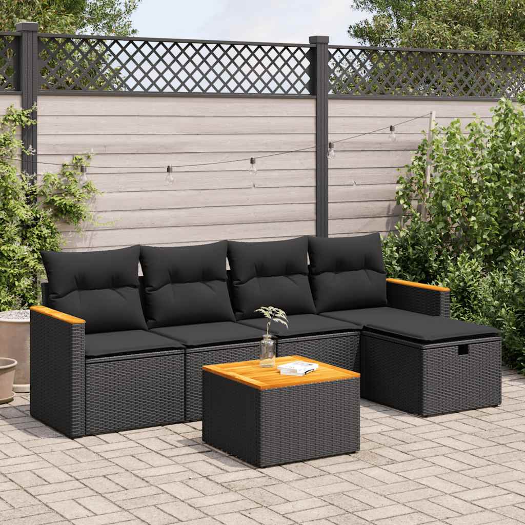 Set Mobilier De Grădină Cu Perne, 5 Piese, , Poliratan