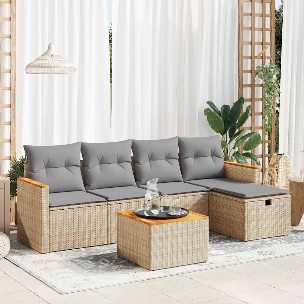 Set Mobilier De Grădină Cu Perne, 5 Piese, , Poliratan