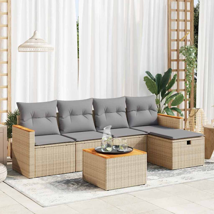 Set Mobilier De Grădină Cu Perne, 5 Piese, , Poliratan