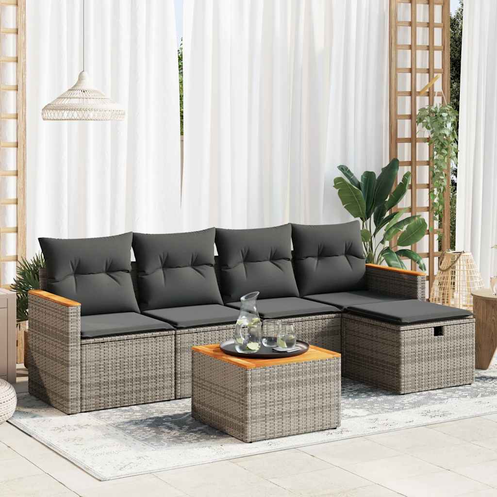 Set Mobilier De Grădină Cu Perne, 5 Piese, , Poliratan