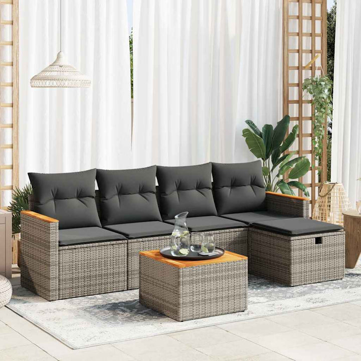 Set Mobilier De Grădină Cu Perne, 5 Piese, , Poliratan