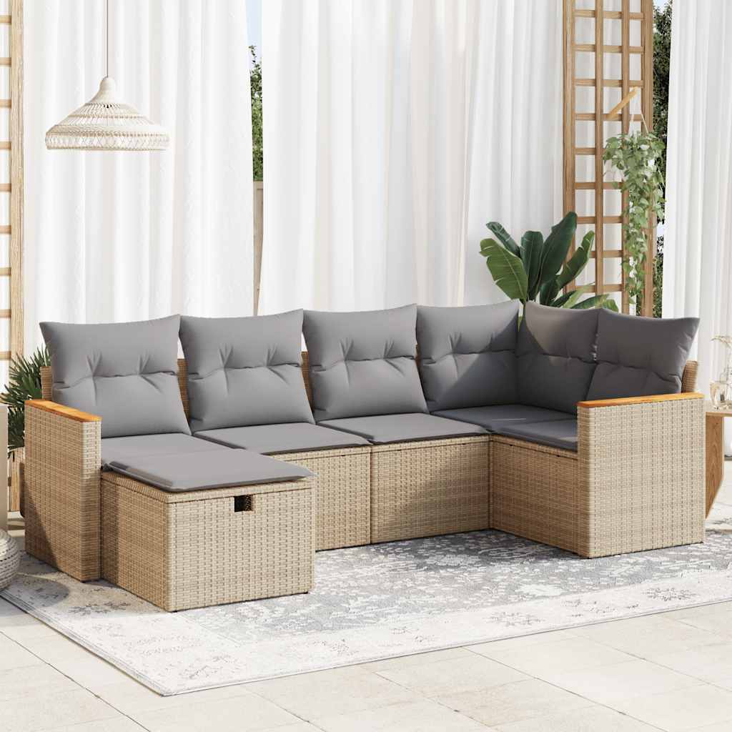 Set Mobilier De Grădină Cu Perne, 6 Piese, , Poliratan