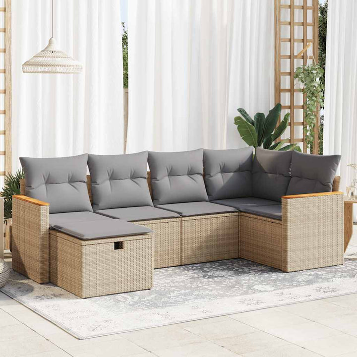 Set Mobilier De Grădină Cu Perne, 6 Piese, , Poliratan