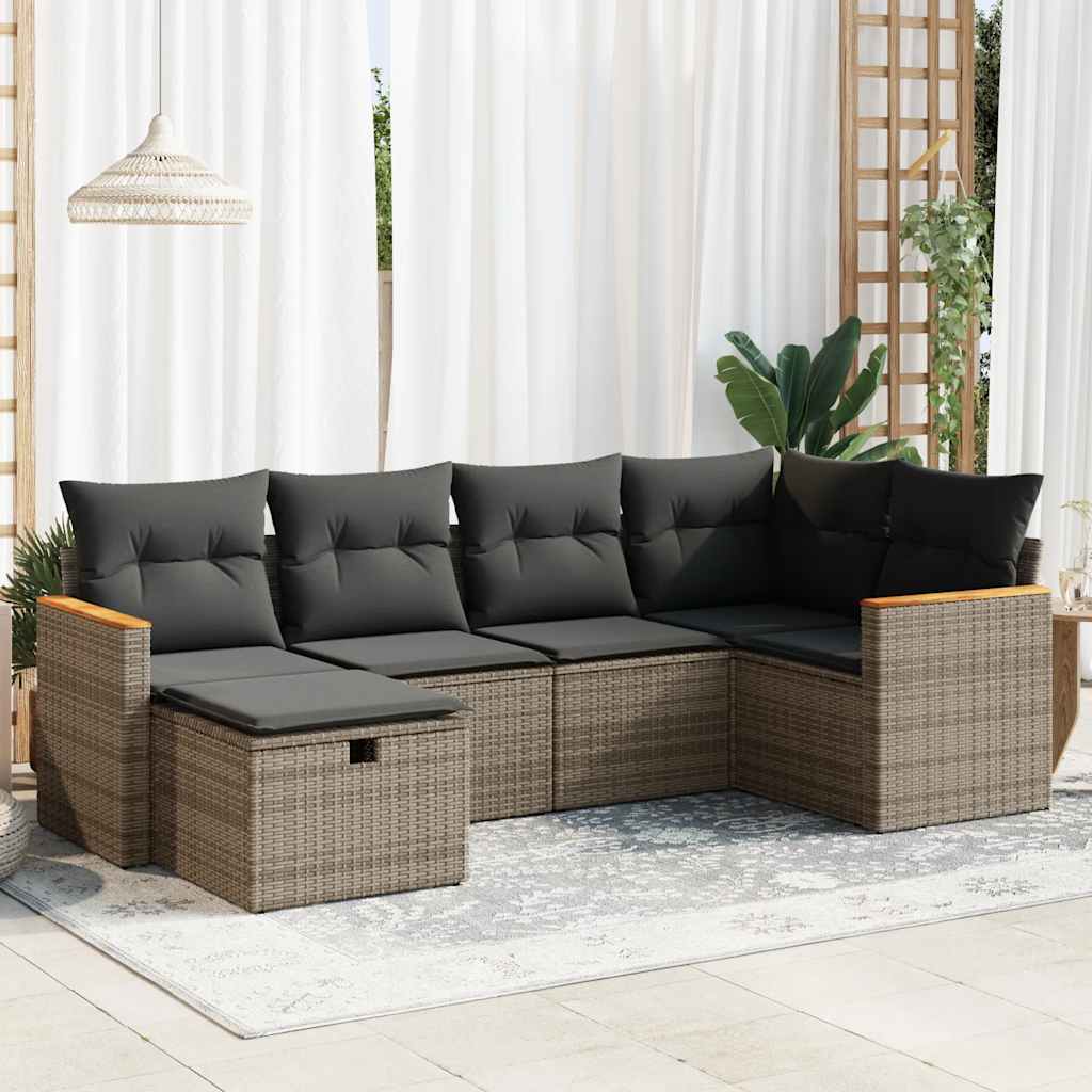 Set Mobilier De Grădină Cu Perne, 6 Piese, , Poliratan