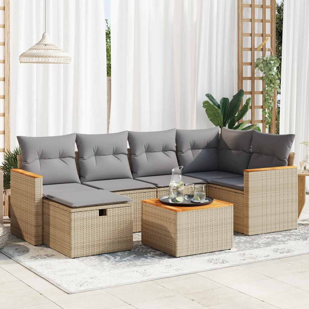 Set Mobilier De Grădină Cu Perne, 6 Piese, , Poliratan