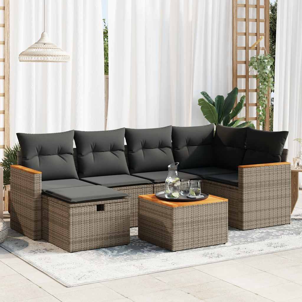 Set Mobilier De Grădină Cu Perne, 6 Piese, , Poliratan