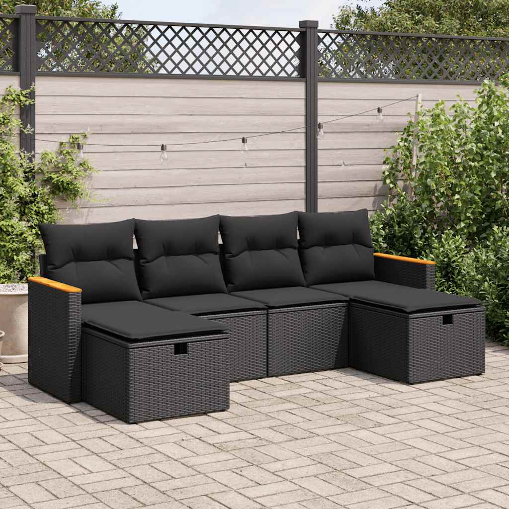 Set Mobilier De Grădină Cu Perne, 6 Piese, , Poliratan