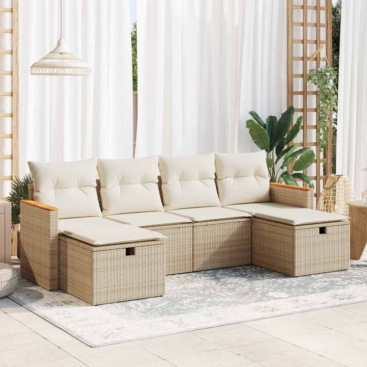 Set Mobilier De Grădină Cu Perne, 6 Piese, , Poliratan