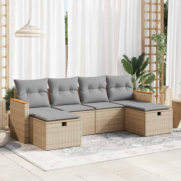Set Mobilier De Grădină Cu Perne, 6 Piese, , Poliratan