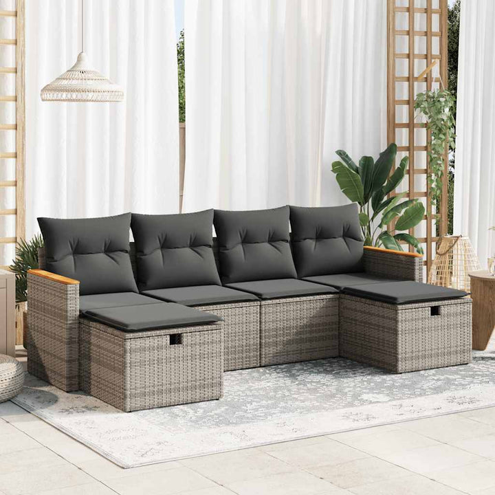 Set Mobilier De Grădină Cu Perne, 6 Piese, , Poliratan