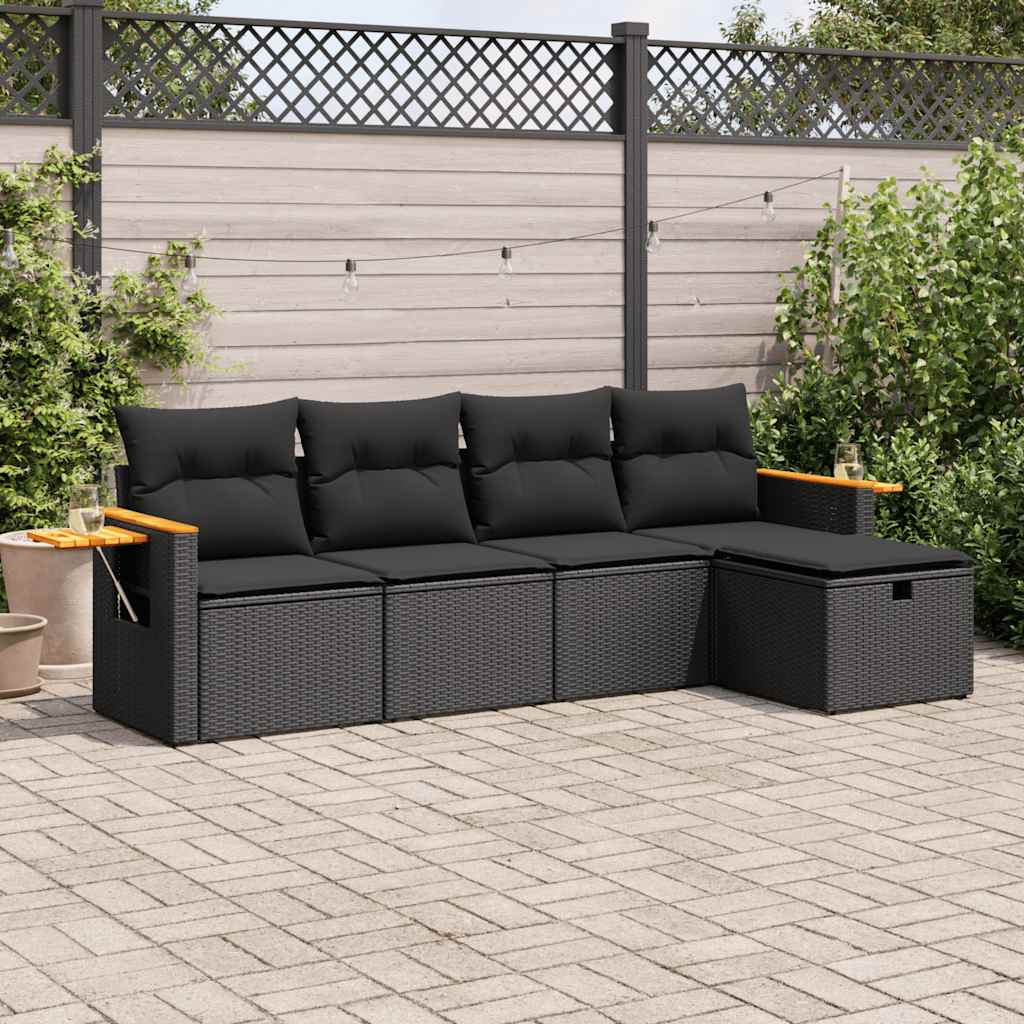 Set Canapea De Grădină Cu Perne, 5 Piese, , Poliratan