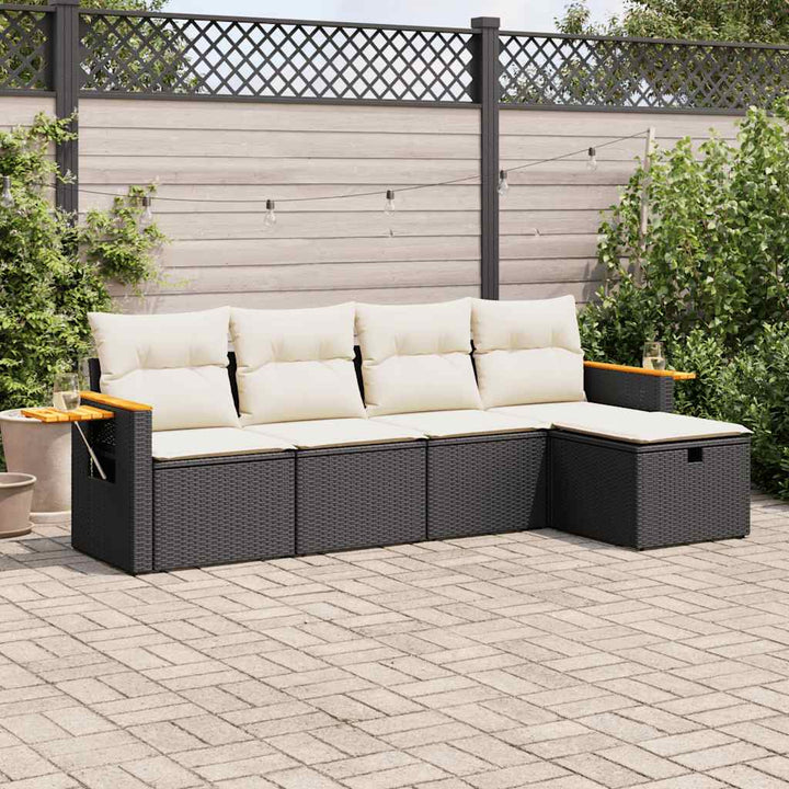 Set Canapea De Grădină Cu Perne, 5 Piese, , Poliratan