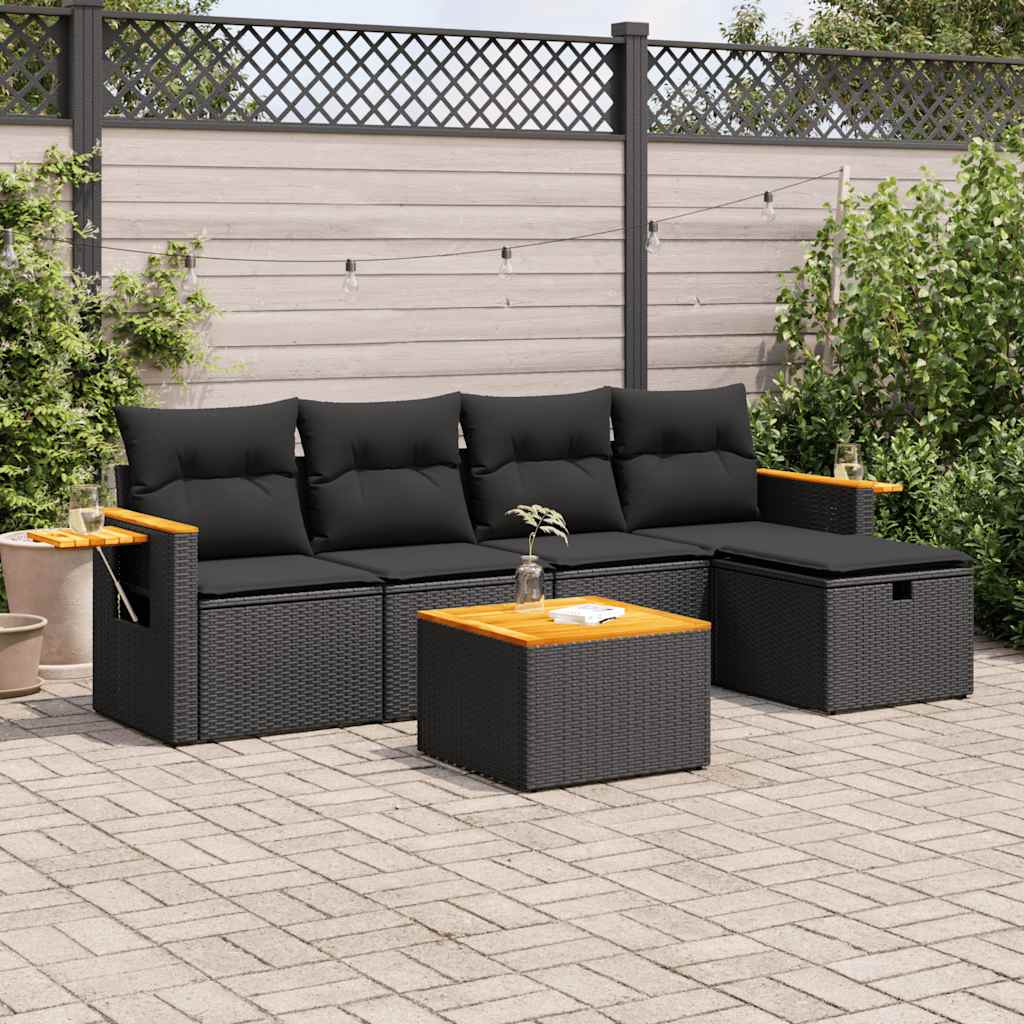 Set Canapea De Grădină Cu Perne, 5 Piese, , Poliratan