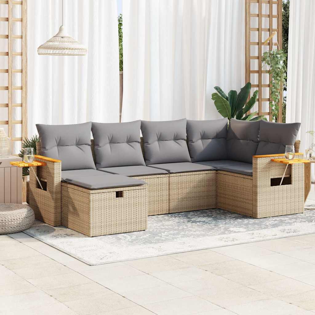 Set Canapele De Grădină, 7 Piese, Cu Perne, , Poliratan