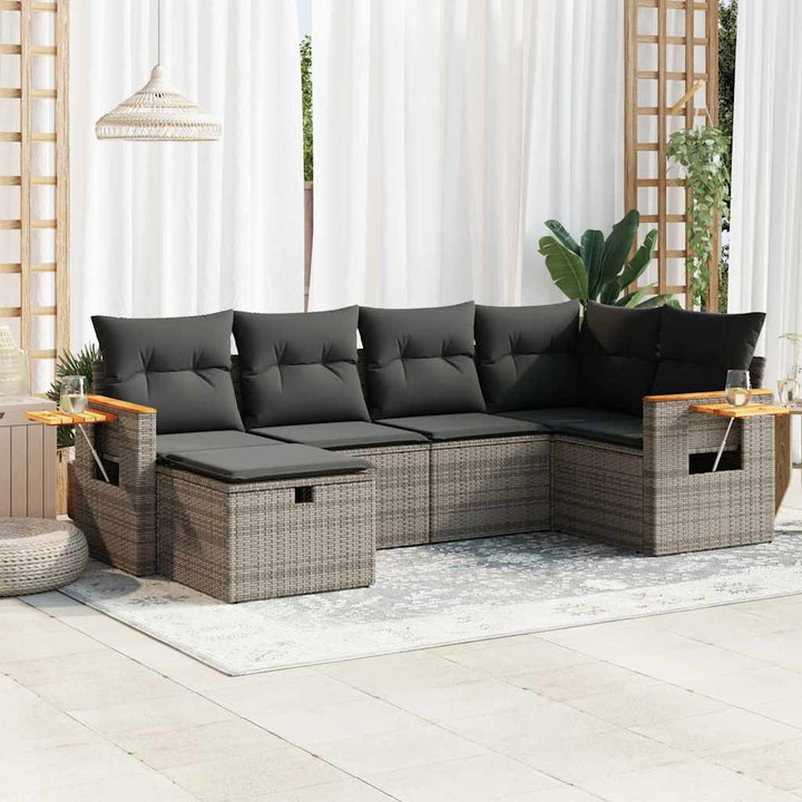 Set Canapele De Grădină, 7 Piese, Cu Perne, , Poliratan