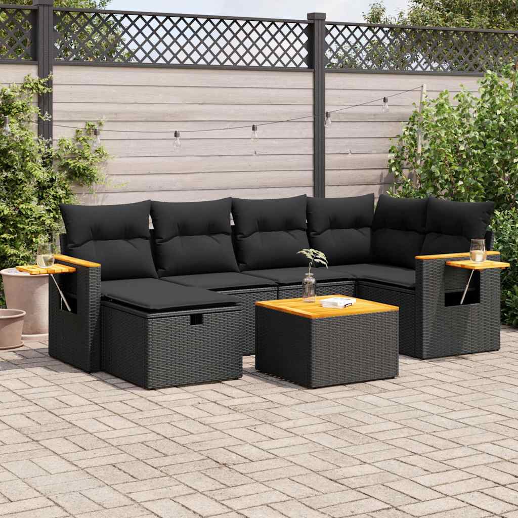 Set Canapele De Grădină, 7 Piese, Cu Perne, , Poliratan