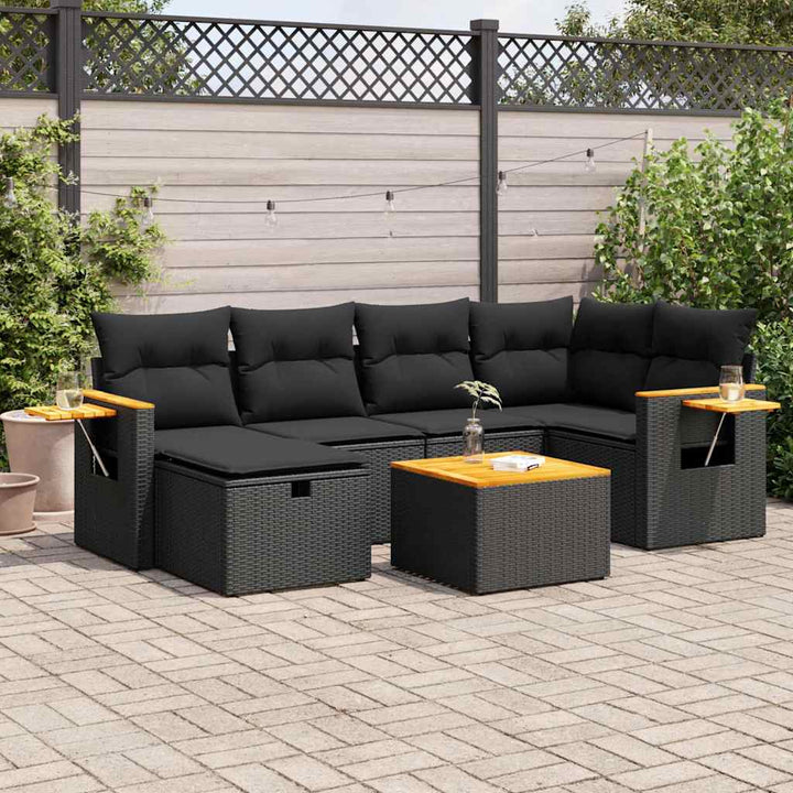 Set Canapele De Grădină, 7 Piese, Cu Perne, , Poliratan