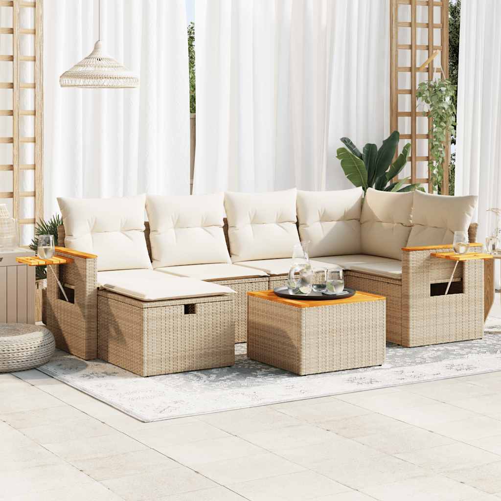 Set Canapele De Grădină, 7 Piese, Cu Perne, , Poliratan