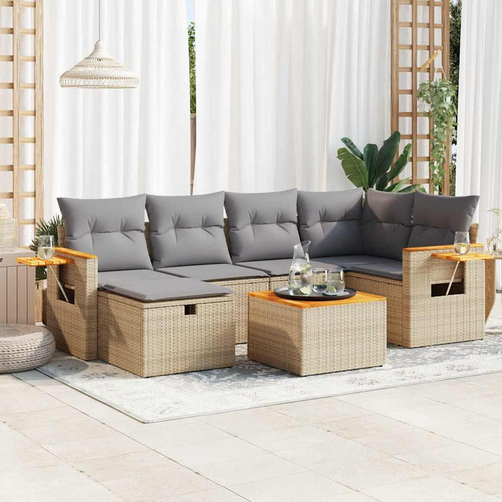 Set Canapele De Grădină, 7 Piese, Cu Perne, , Poliratan