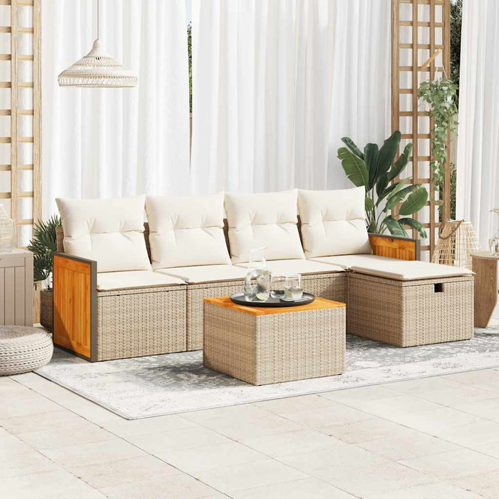 Set Mobilier De Grădină Cu Perne, 6 Piese, , Poliratan