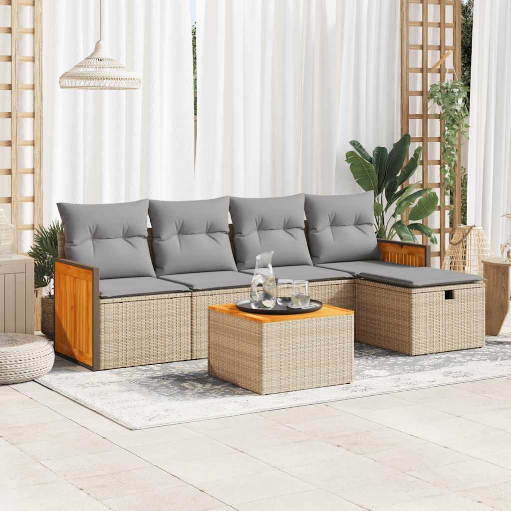 Set Mobilier De Grădină Cu Perne, 6 Piese, , Poliratan
